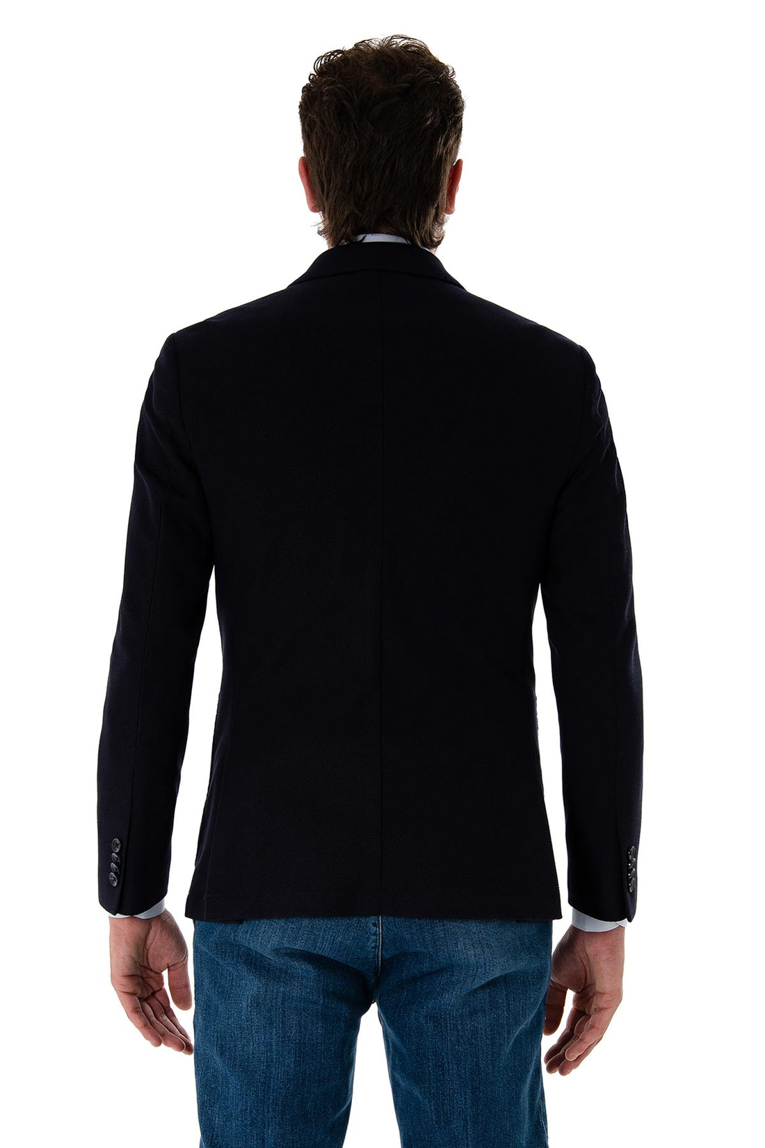 Double-breasted jacket with peak lapels