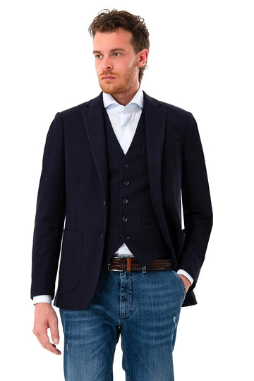 Single-breasted semi-lined patch jacket