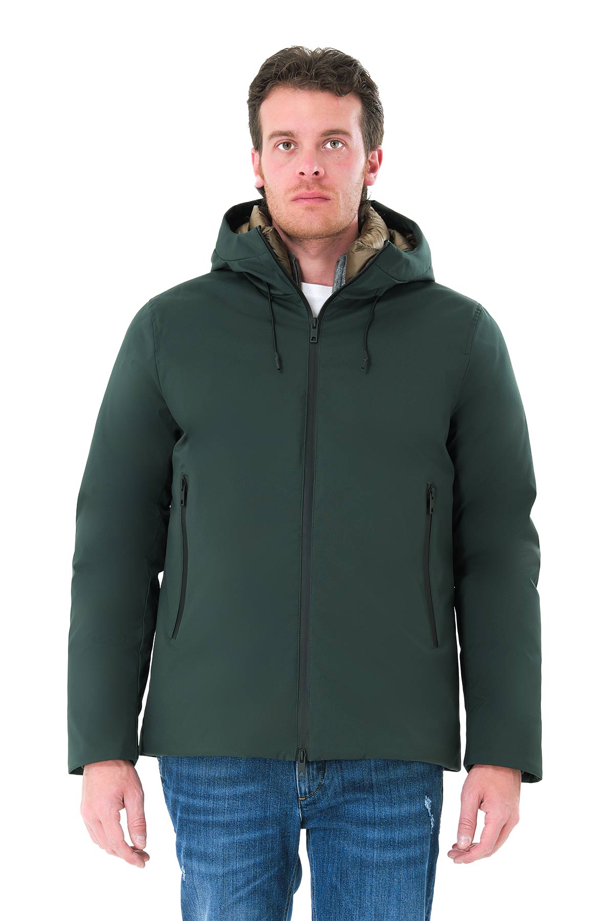 Padded technical jacket with hood