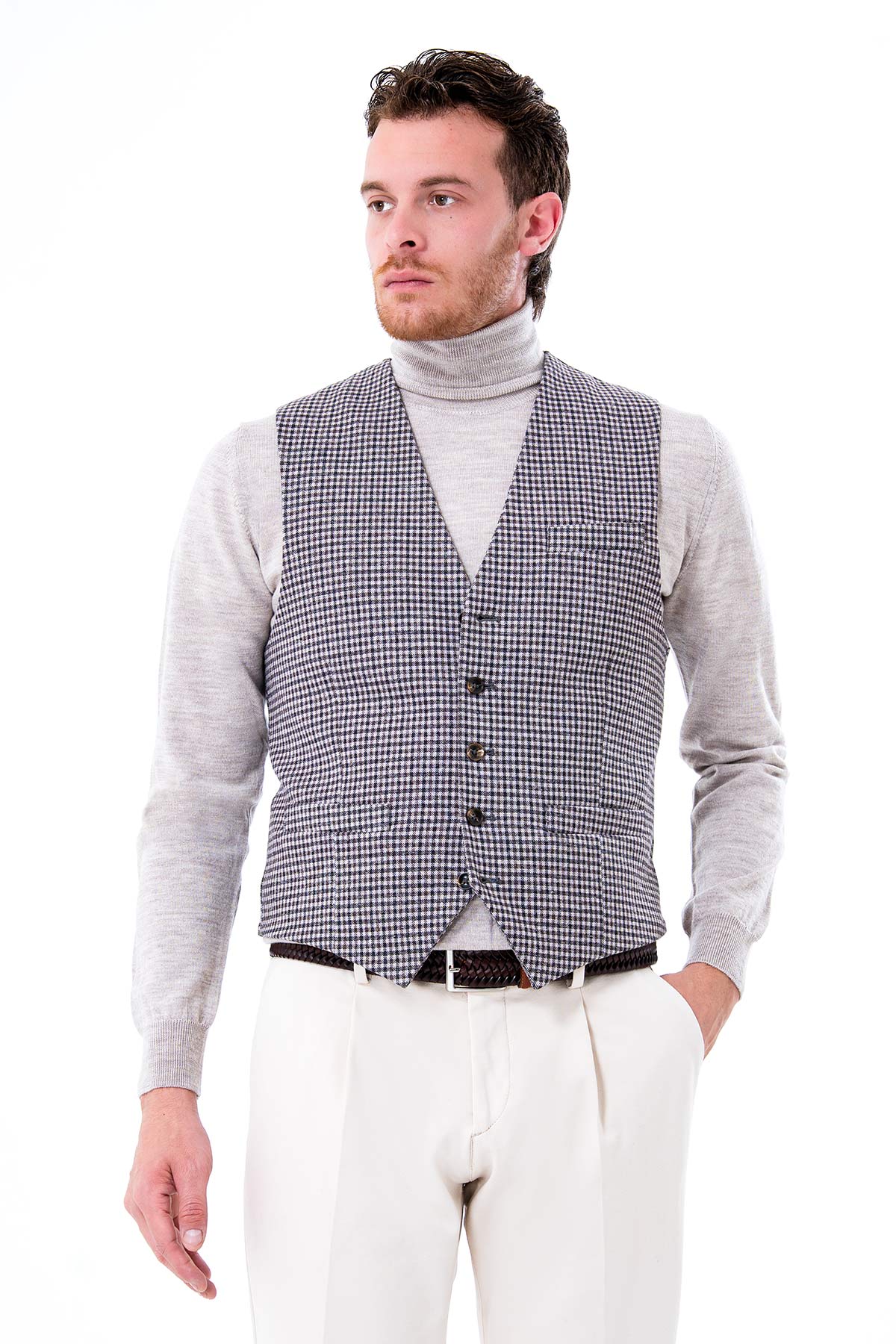 Gilet uomo in microfantasia pied de poule