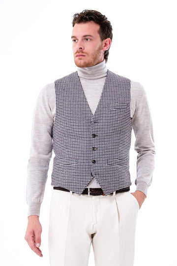 Gilet uomo in microfantasia pied de poule
