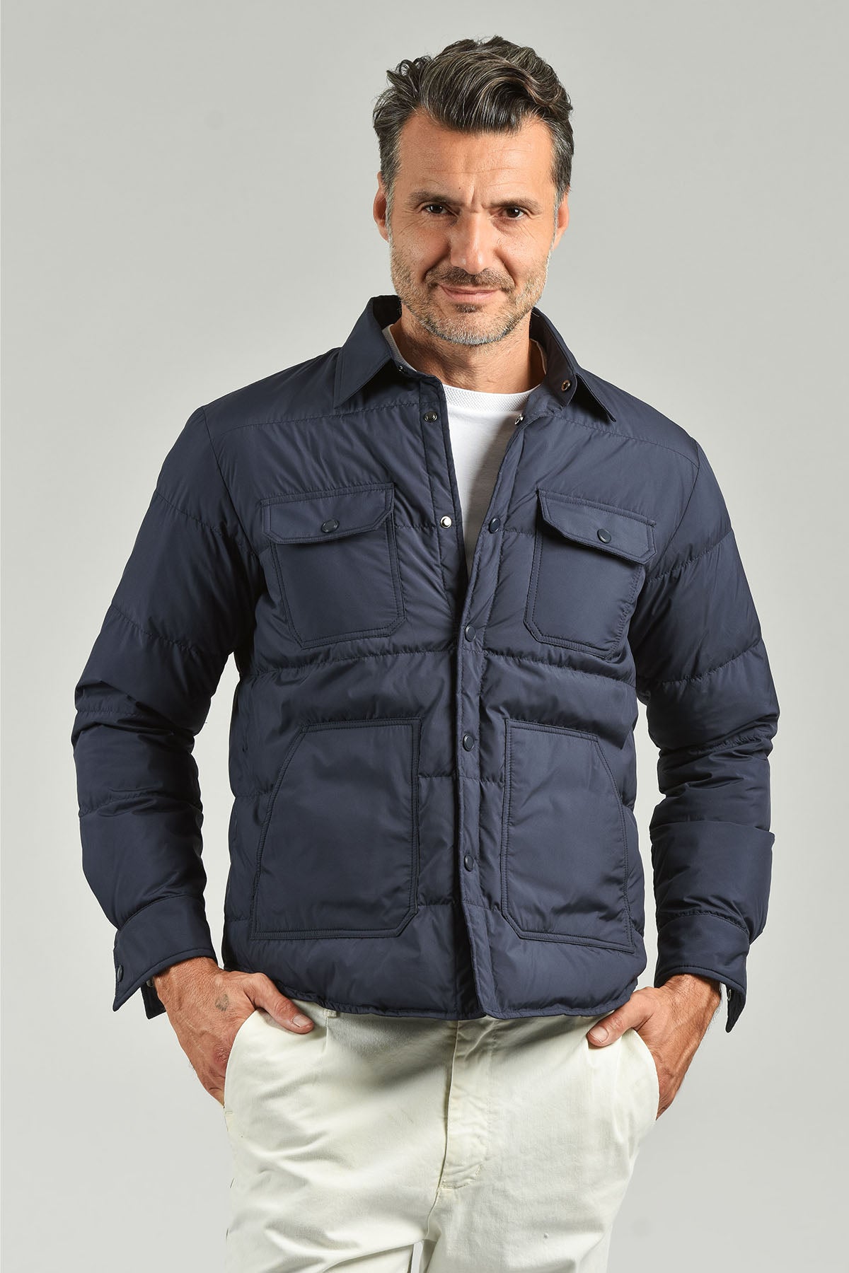 Overshirt tecnica in piuma