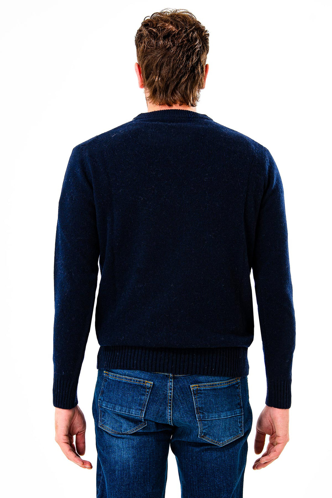 Crew neck sweater with diamond pattern