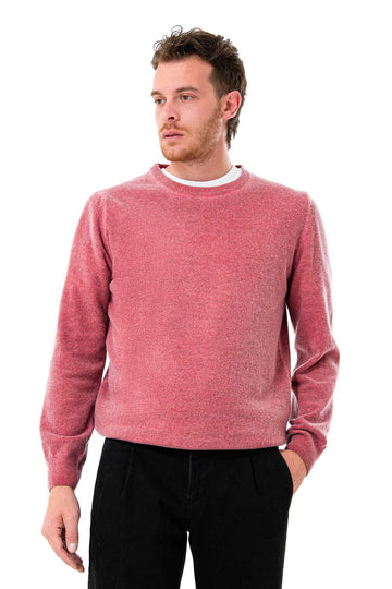 Cold-dyed wool crew neck sweater