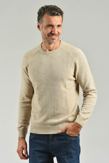 Crewneck sweater with mouliné workmanship