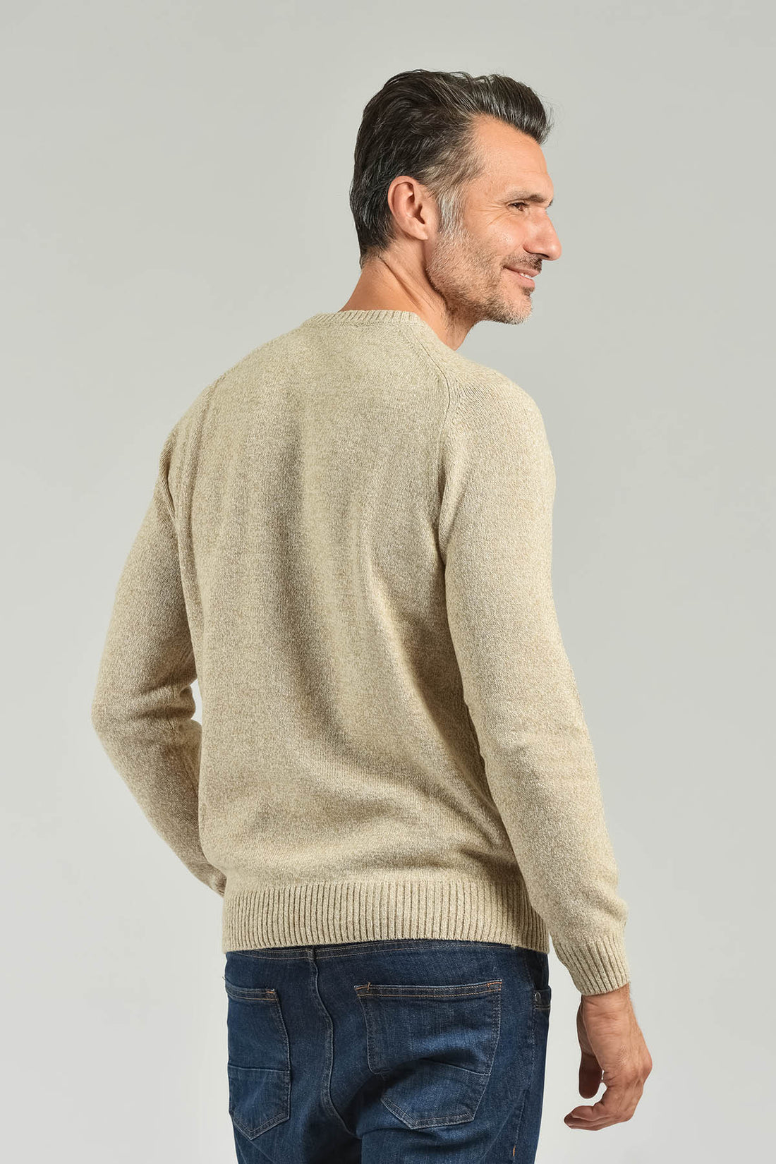 Crewneck sweater with mouliné workmanship