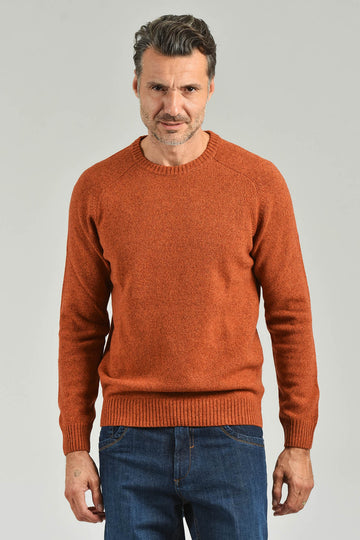 Crewneck sweater with mouliné workmanship