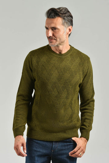 Crewneck sweater with 3D workmanship