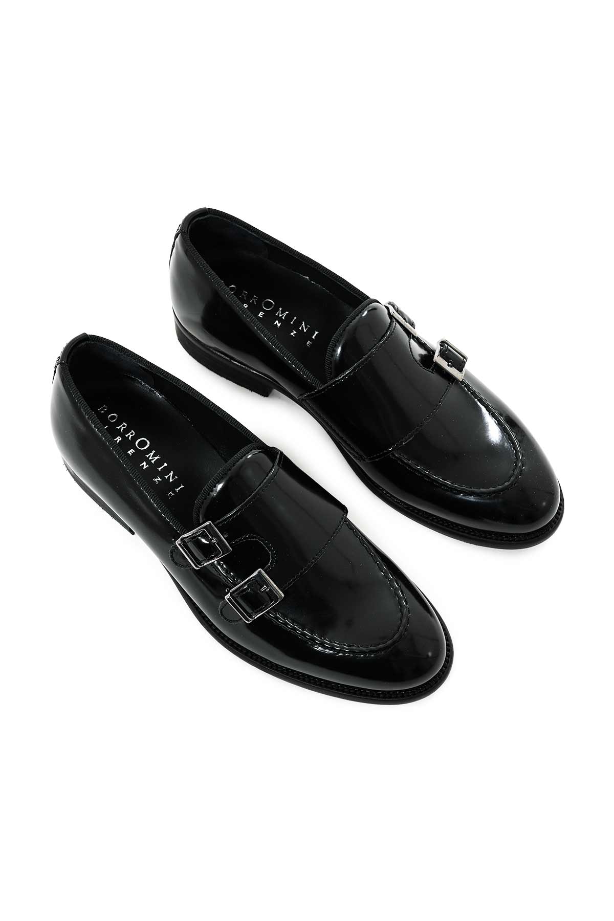 Double buckle monk strap in brushed leather