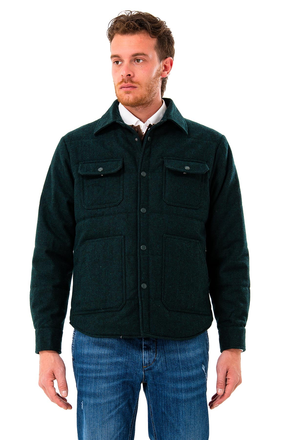 Quilted wool blend overshirt