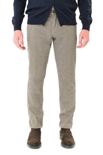 Stretch cotton diagonal chino trousers