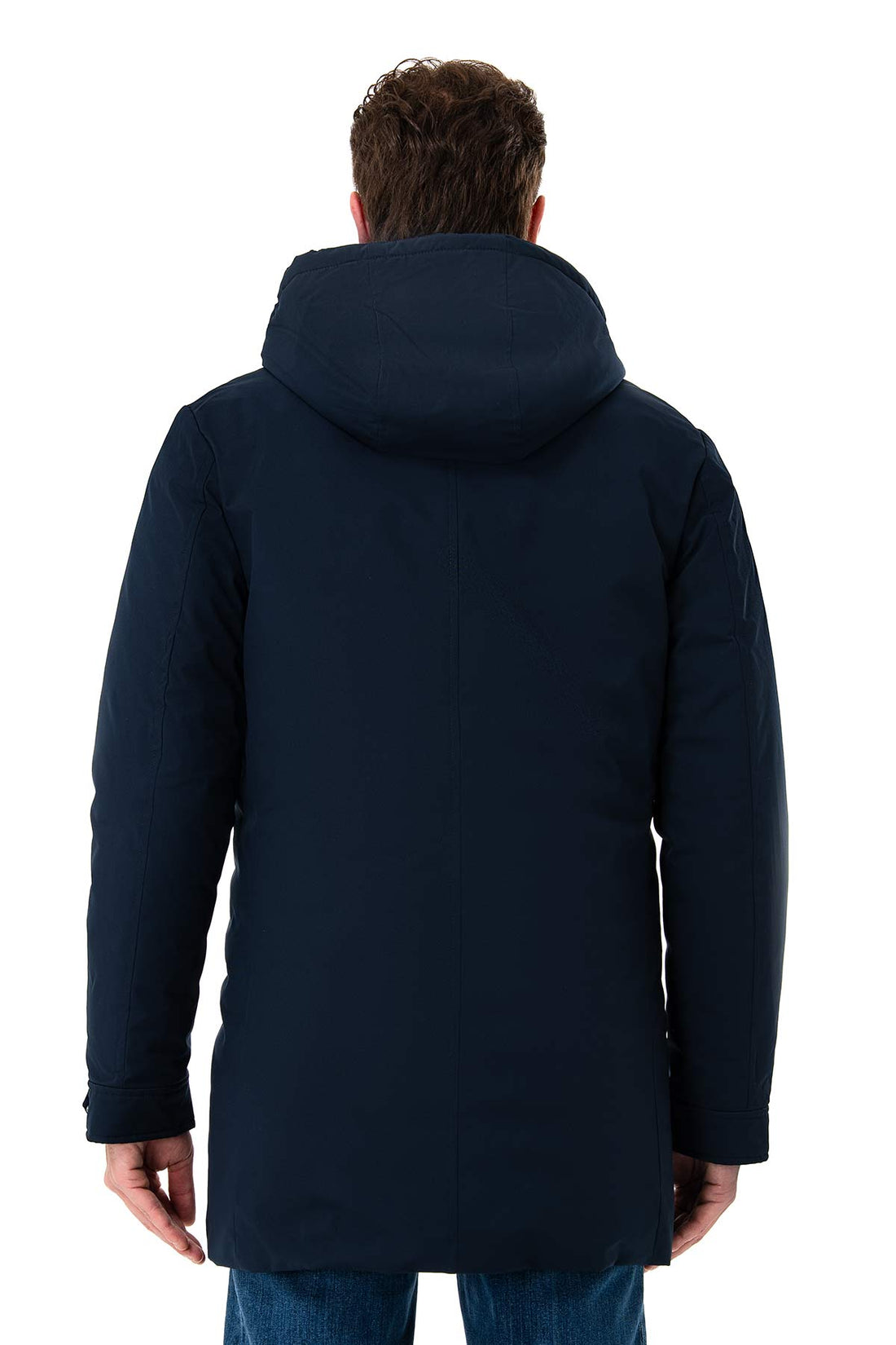 Padded parka with detachable hood and windproof pockets