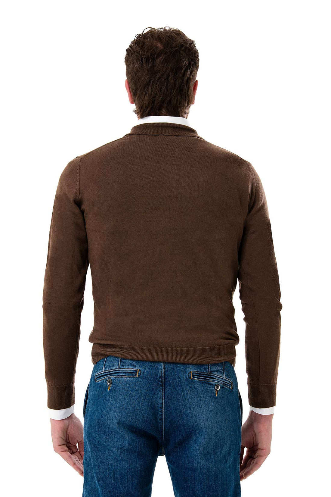 Two-button wool polo shirt