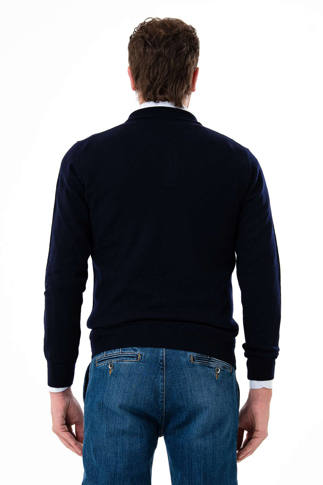 Two-button wool polo shirt