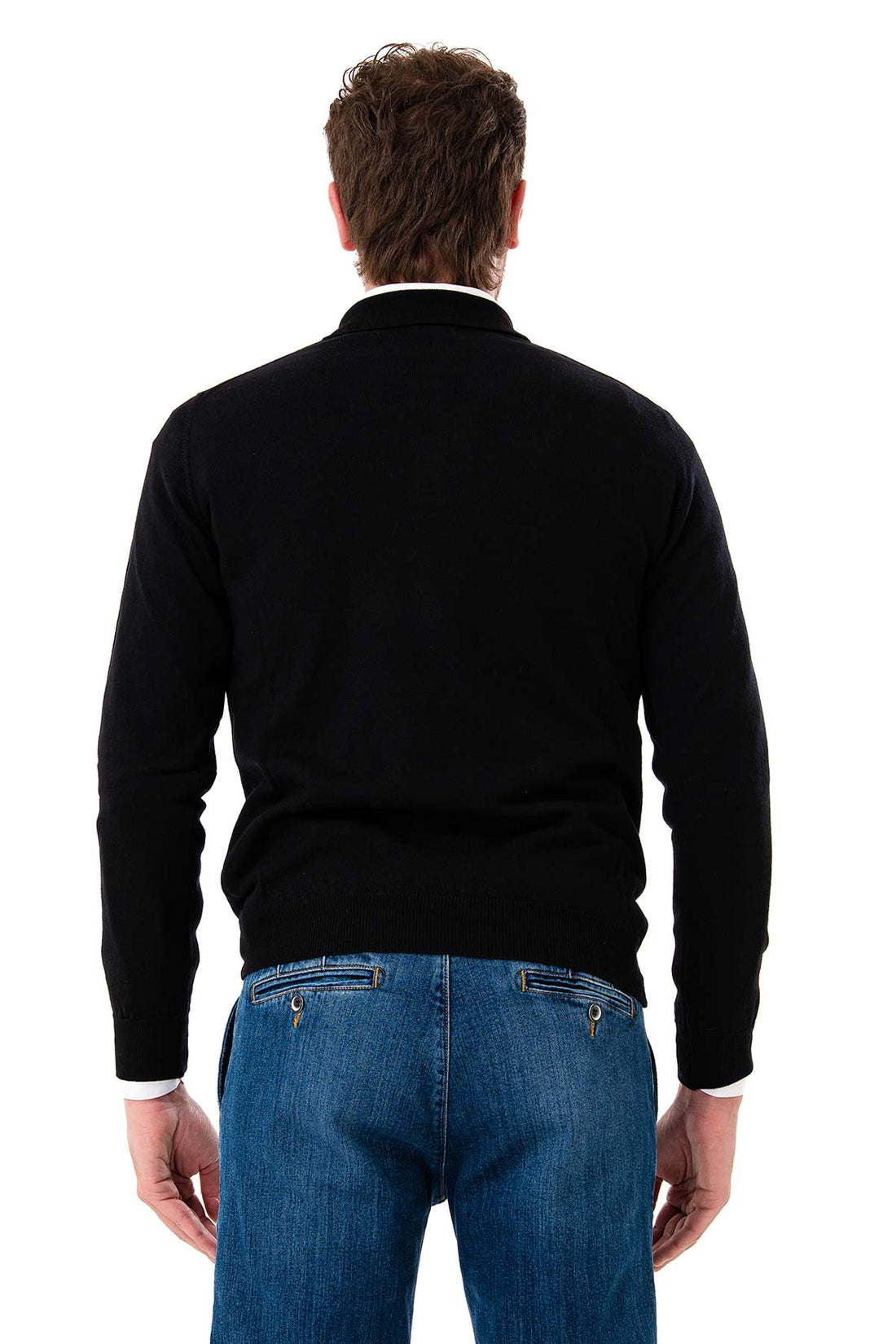 Two-button wool polo shirt