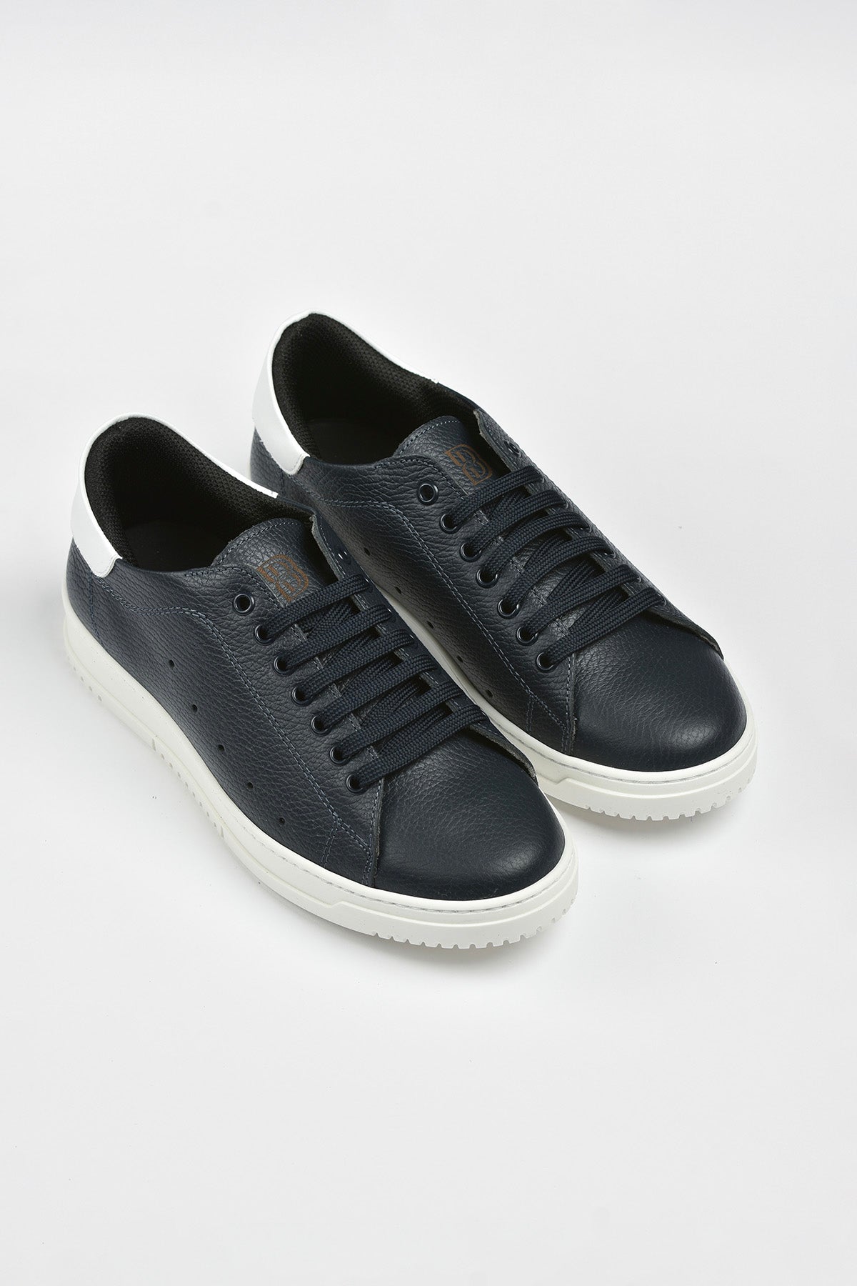 Navy Leather Sneakers