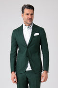 Abito di lino verde con tasche a toppa - Verde