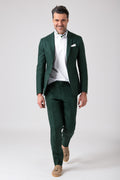 Abito di lino verde con tasche a toppa - Verde