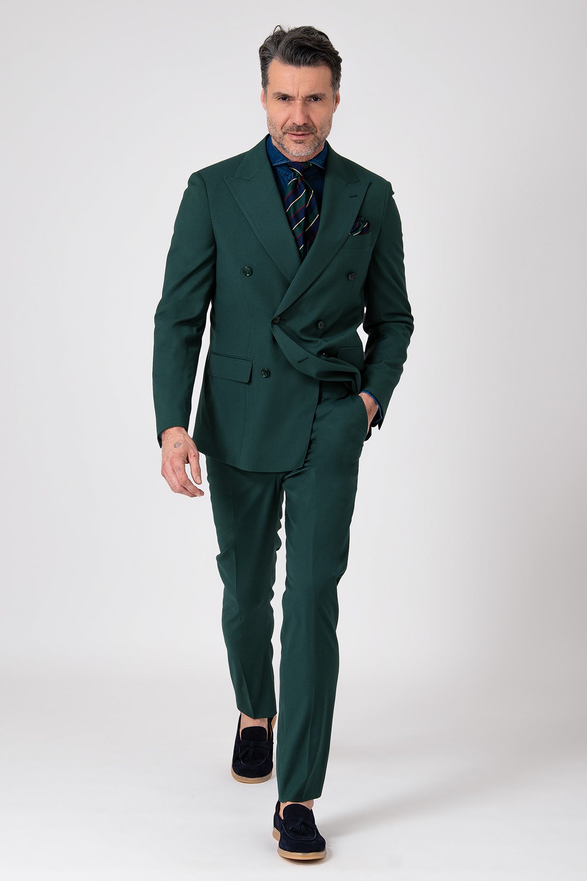 Abito doppiopetto nero drop7 - Verde
