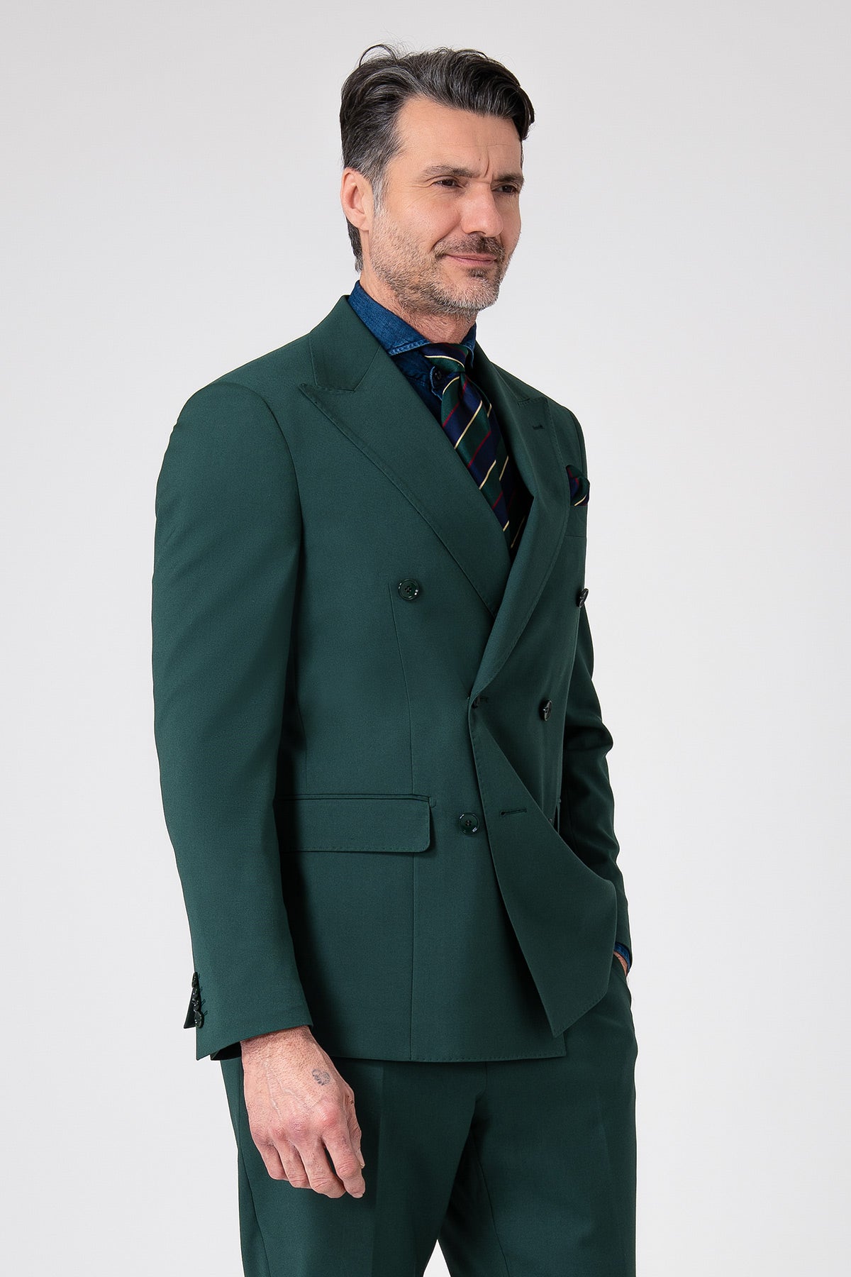 Abito doppiopetto nero drop7 - Verde