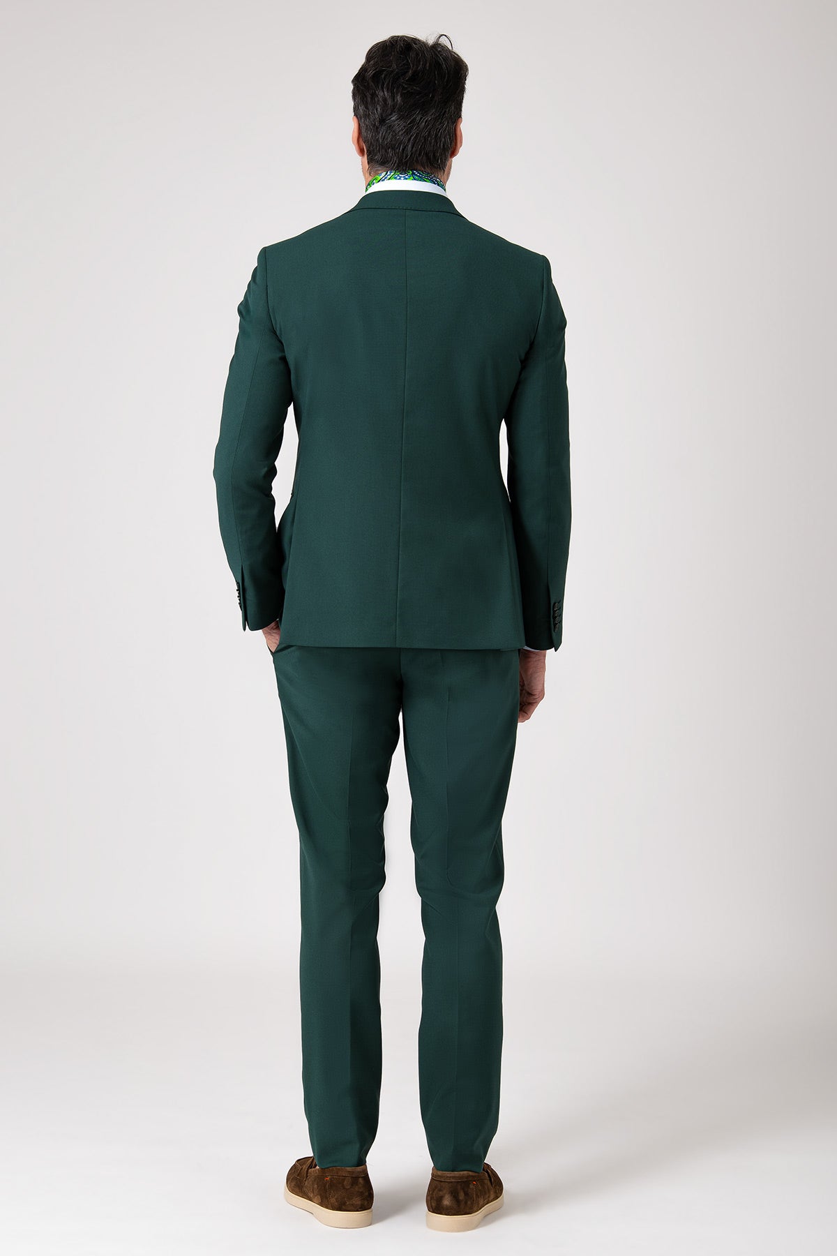 Abito due bottoni in lana nera - Verde