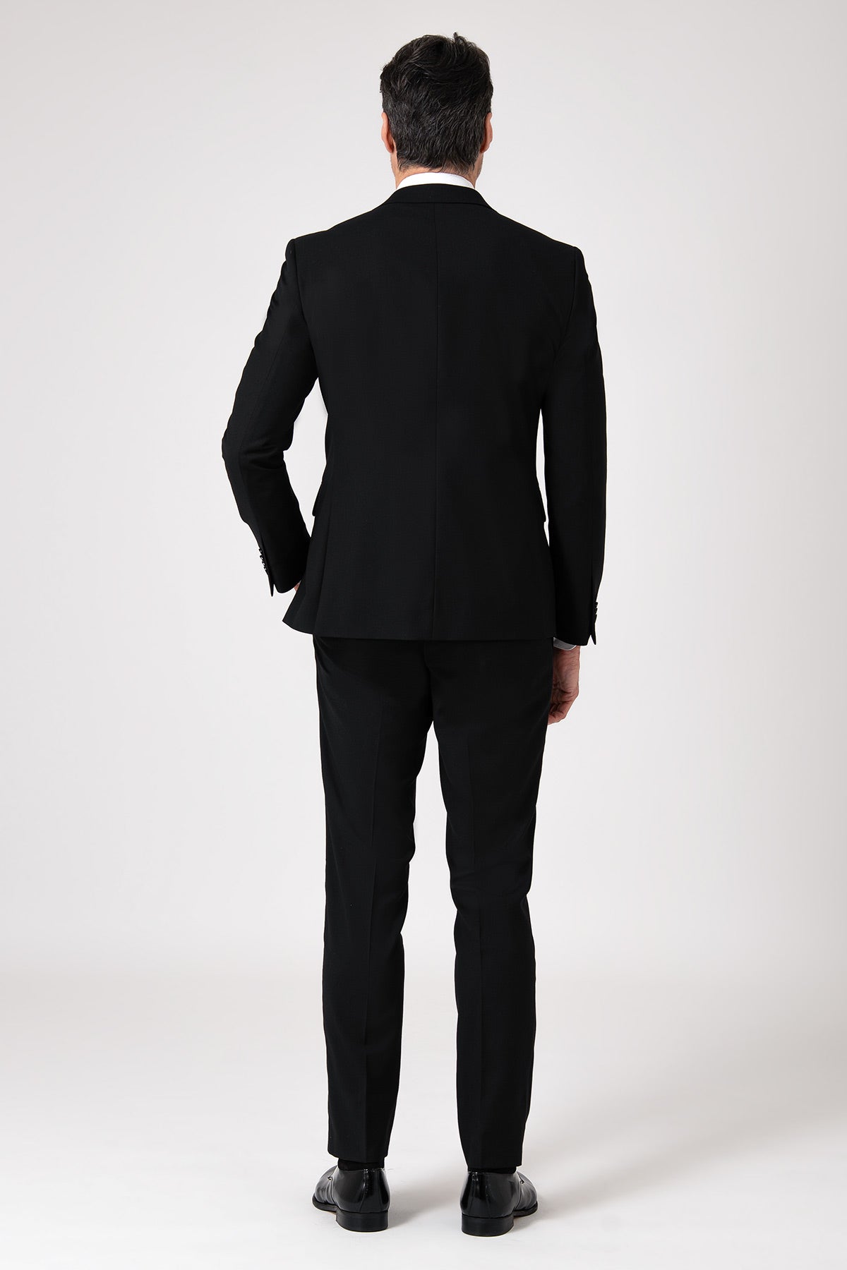 Abito due bottoni in lana nera - Nero