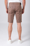 Basic stretch cotton bermuda shorts in mud color - rear view