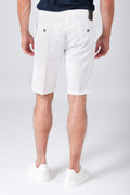 Basic cotton stretch bermuda shorts - Cream - rear view