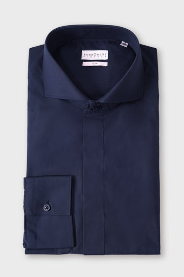Camicia da uomo in cotone con abbottonatura nascosta Borromini Firenze