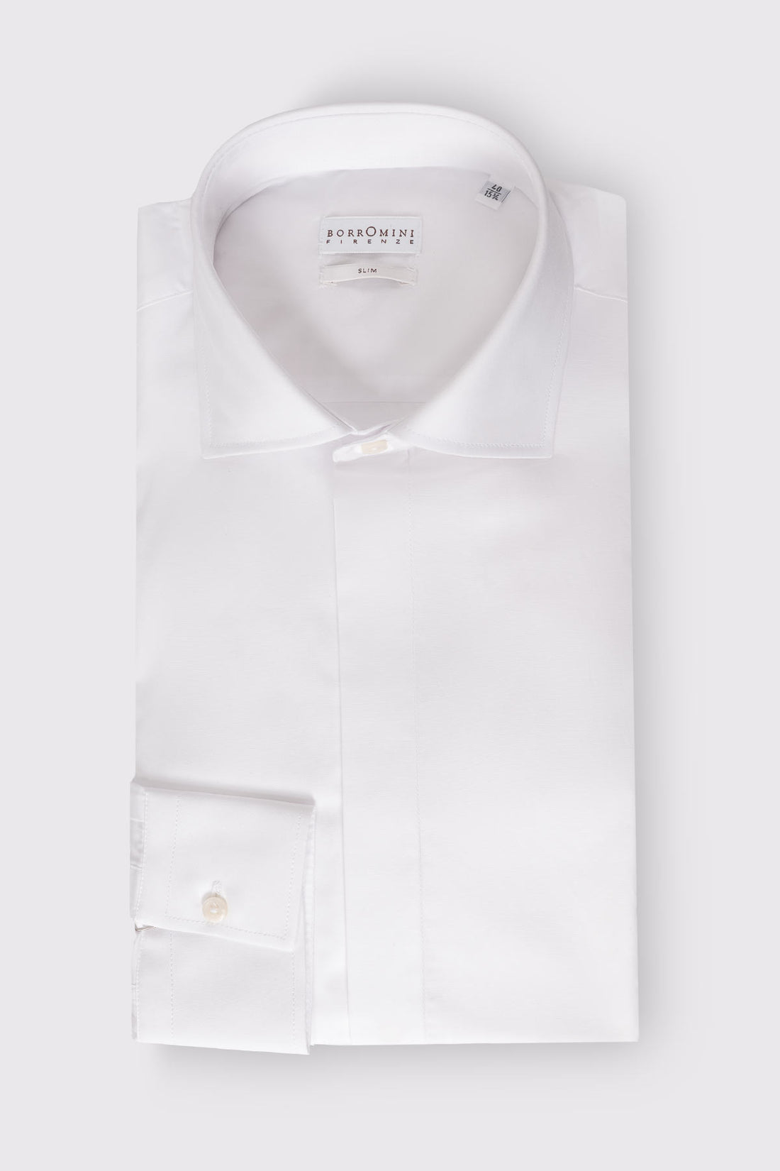 Camicia Bianco Slim Con Pattina Francese - Bianco - vista frontale