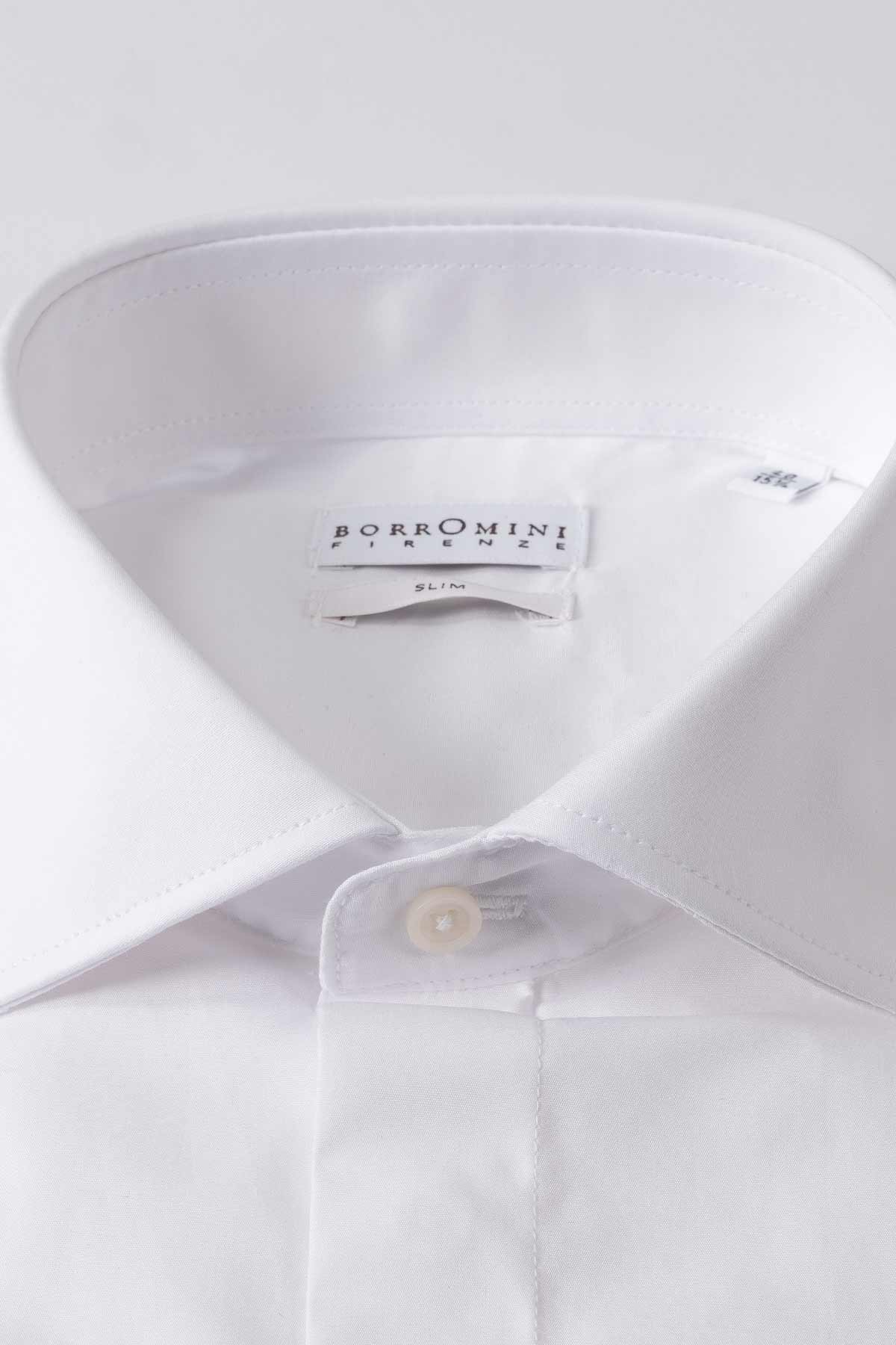 Camicia Bianco Slim Con Pattina Francese - Bianco - dettaglio