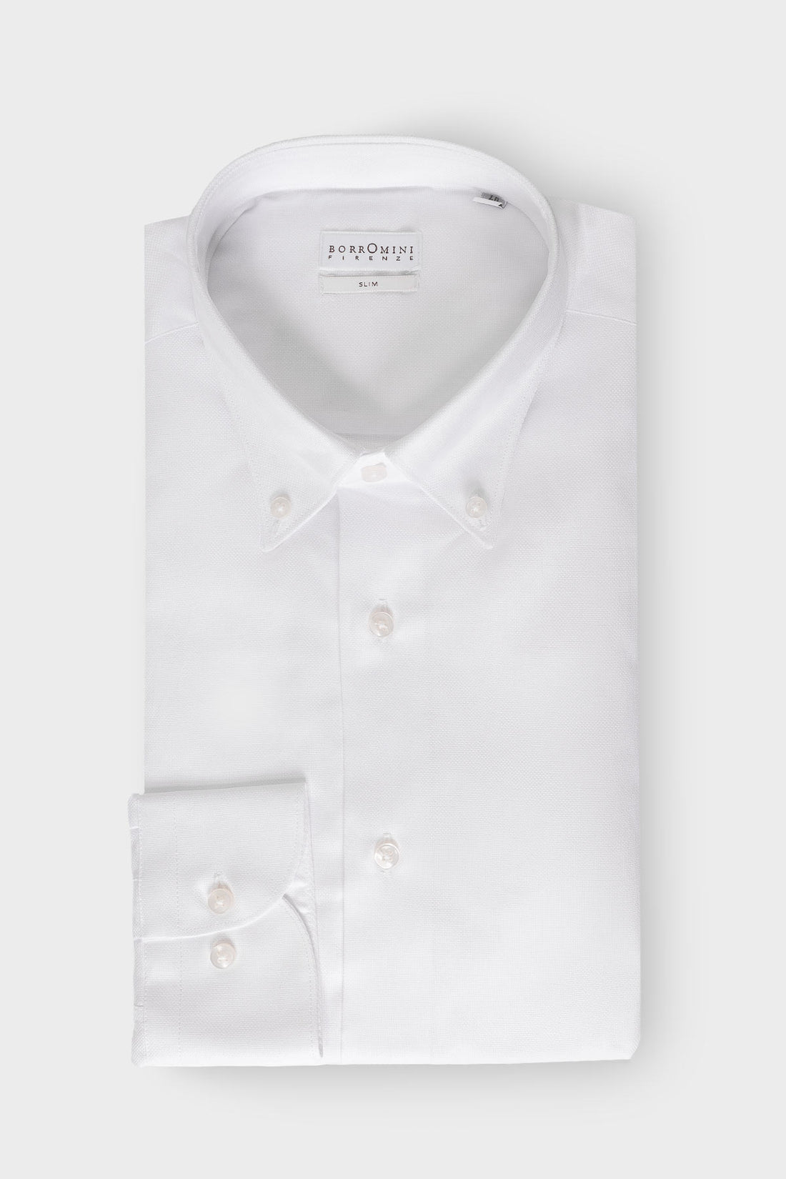 Camicia Botton Down Slim in Cotone - Bianco - vista frontale