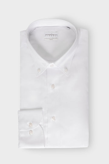 Camicia Botton Down Slim in Cotone - Bianco - vista frontale
