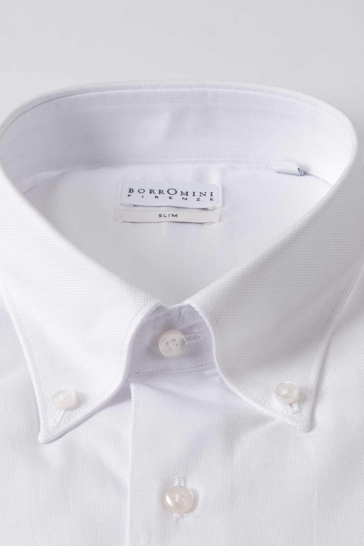 Slim Fit White Cotton Button Down Shirt - technical detail