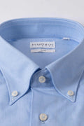 Slim fit button-down cotton shirt in light blue - technical detail