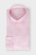 Slim Fit Cotton Button-Down Shirt in Pink - Front View