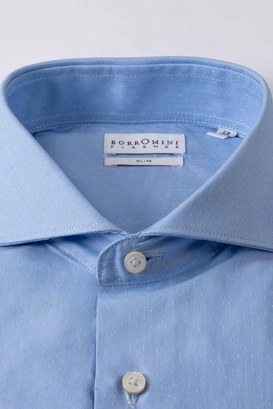 Camicia Celeste Collo Francese Microfantasia - Celeste - vista frontale