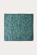 Men's green silk scarf viewed from above