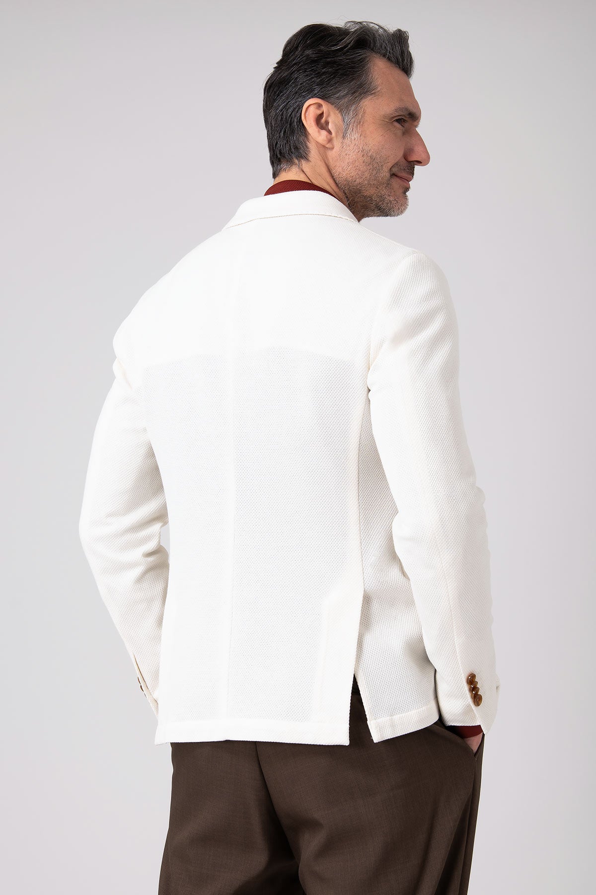 Giacca doppiopetto bianca textured - Bianco