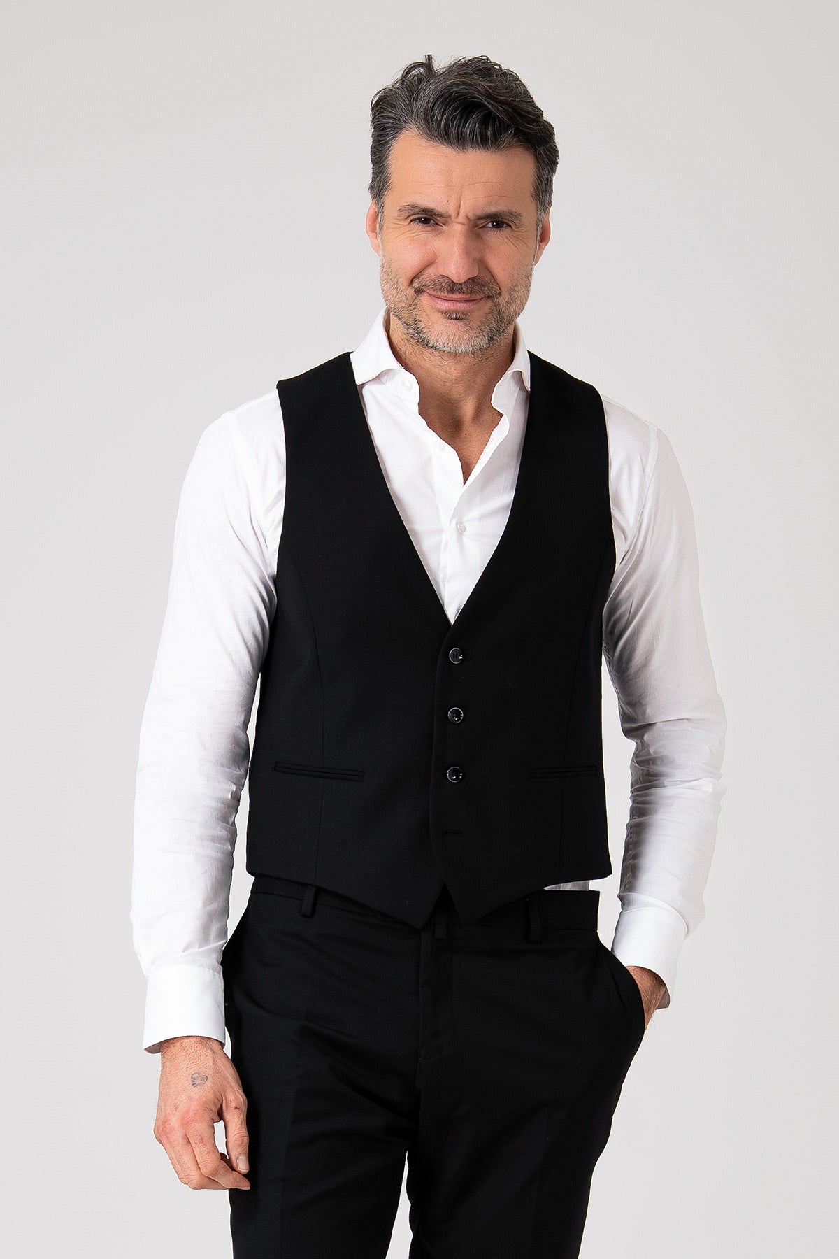 Gilet nero doppiopetto sartoriale - Nero