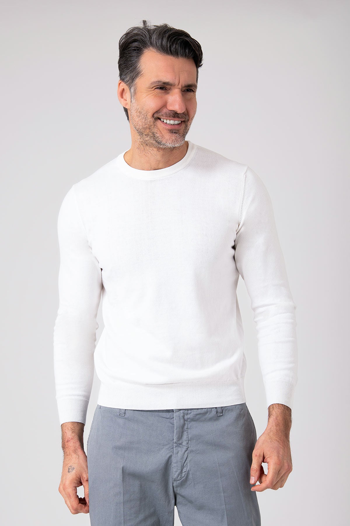 Girocollo in maglia leggera - Bianco