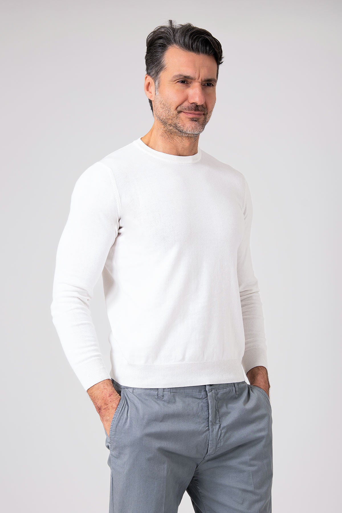 Girocollo in maglia leggera - Bianco