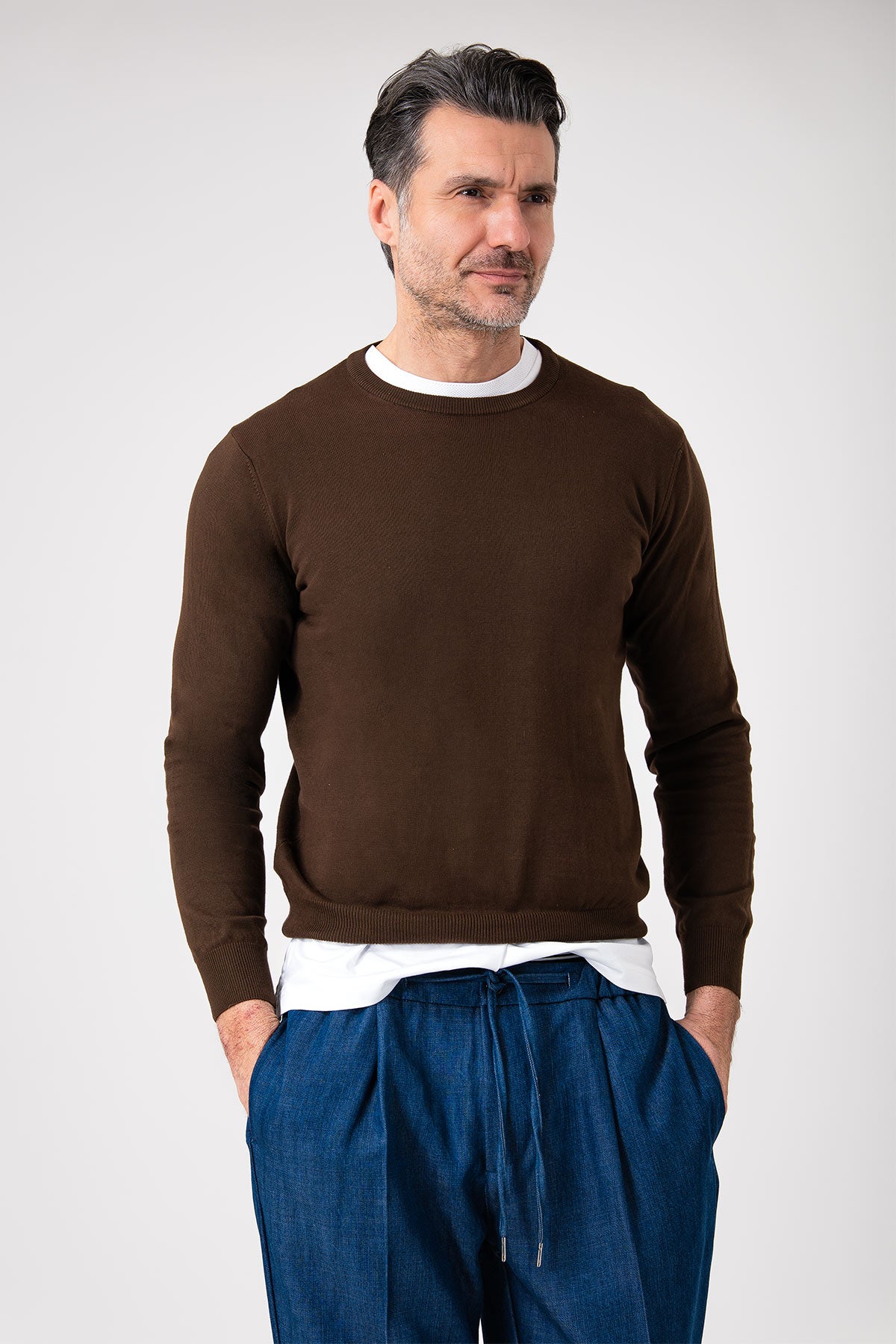 Girocollo in maglia leggera - Cacao