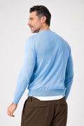 Girocollo quadretto manica lunga - Azzurro