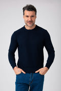 Girocollo quadretto manica lunga - Blu navy