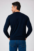 Girocollo quadretto manica lunga - Blu navy