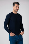 Girocollo quadretto manica lunga - Blu navy