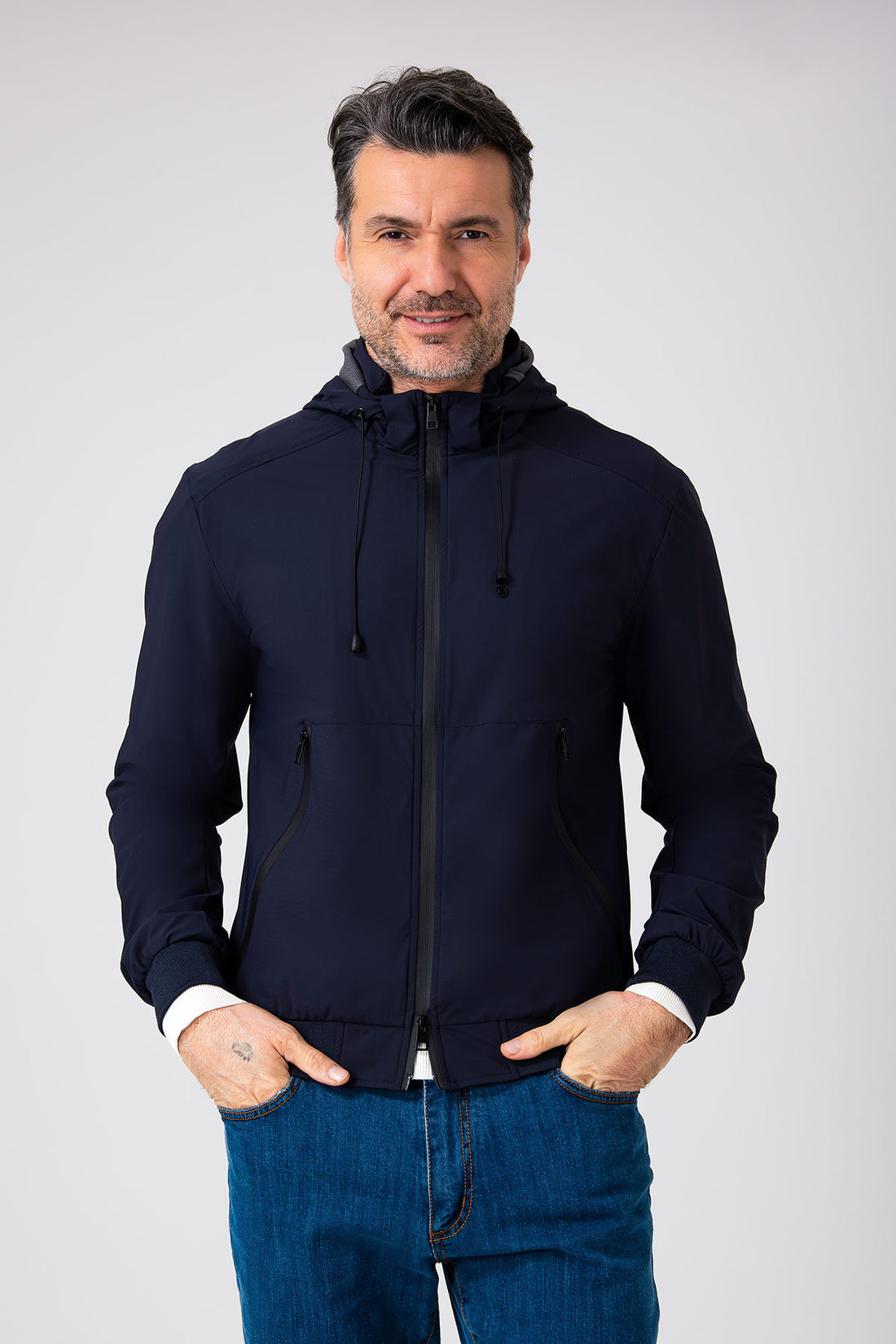 Giubbino tecnico con cappuccio - Navy