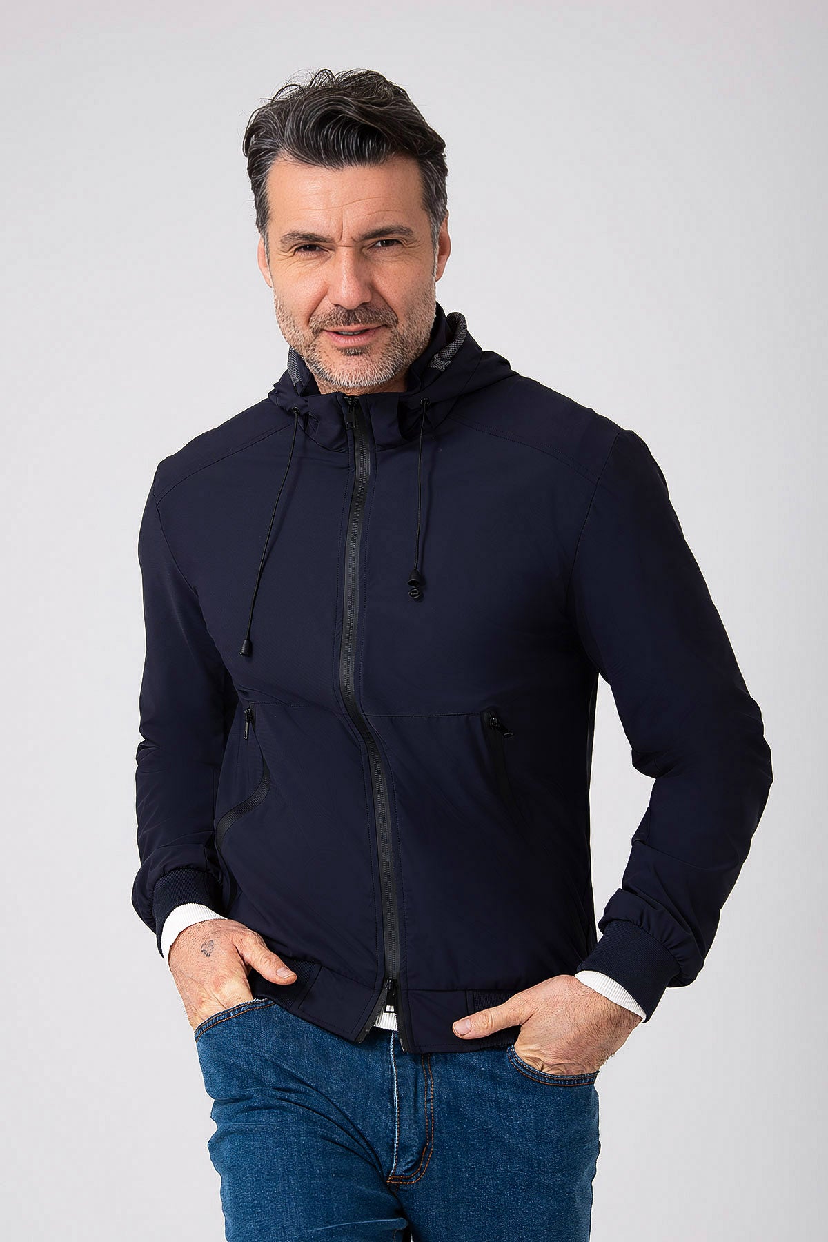Giubbino tecnico con cappuccio - Navy