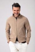 Giubbino zip in tessuto effetto lino - Beige